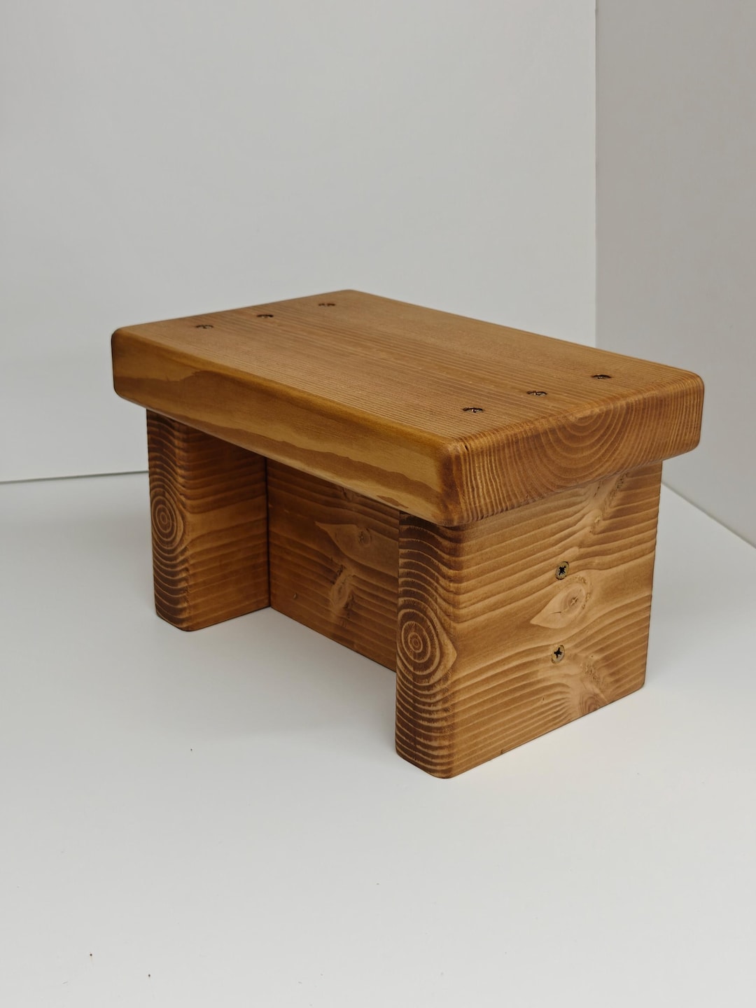 Handmade Rustic Wooden Step Stool | Farmhouse Style - Walnut Stain ...
