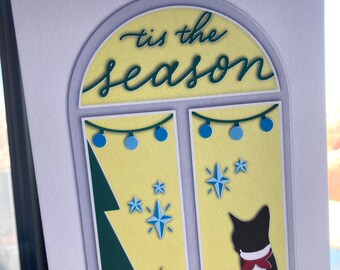 Cat Christmas Postcard, 5 x 7