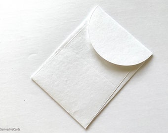 Premium Envelope: Specialty Envelope A7 Size, portrait round flap. Handmade envelopes, made from natural cotton handmade paper - White
