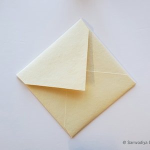 Premium Envelope, Invitation Envelope handmade heavy weight cotton paper, Square euro flap, Cream or Off White -  Pack of 25 envelopes