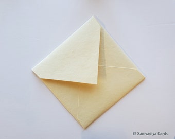 Premium Envelope, Invitation Envelope handmade heavy weight cotton paper, Square euro flap, Cream or Off White -  Pack of 25 envelopes