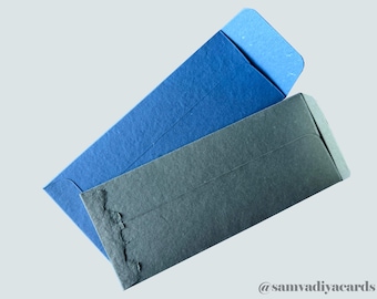 Sobres premium tamaño tira de fotos, sobres de papel de algodón grueso hechos a mano, sobres pequeños azul denim, sobres verde claro - listado personalizado