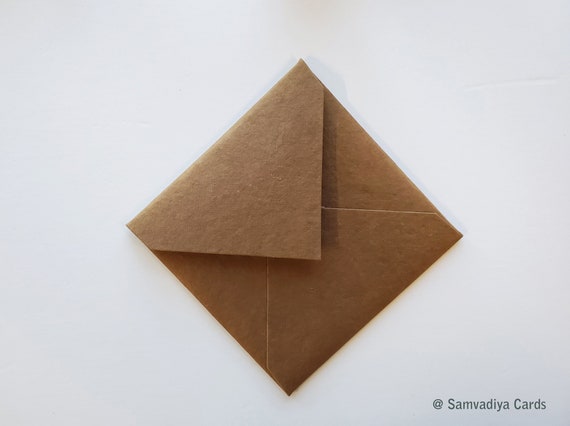 Premium Envelope, Invitation Envelope handmade heavy weight cotton paper, 6 inch Square euro flap envelope, Natural Recycled Chocolate Brown