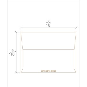 Puede incluir: Un sobre blanco con solapa redondeada, que mide 14,1 cm por 19,4 cm. El sobre est&aacute; etiquetado con "Samvadiya Cards".