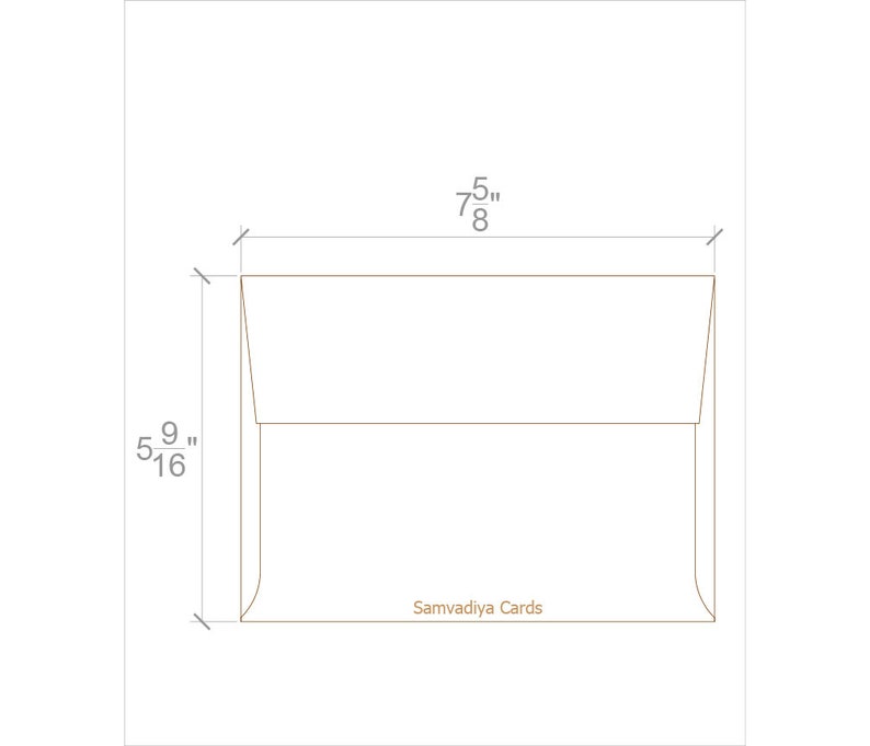 Puede incluir: Un sobre blanco con solapa redondeada, que mide 14,1 cm por 19,4 cm. El sobre est&aacute; etiquetado con "Samvadiya Cards".