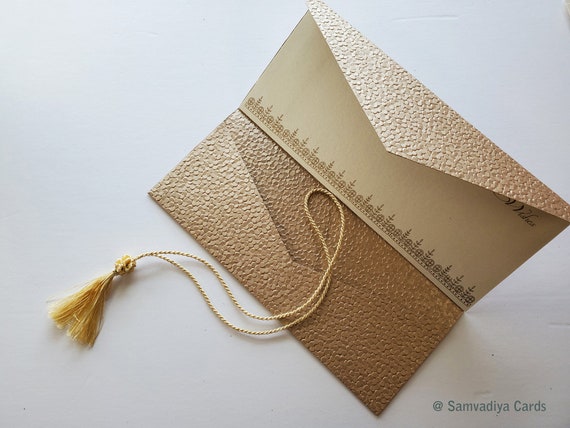 Gift Card holder purse money envelope Set of 4 Wedding Congratulations Card with money folder ivory scroll embossed
