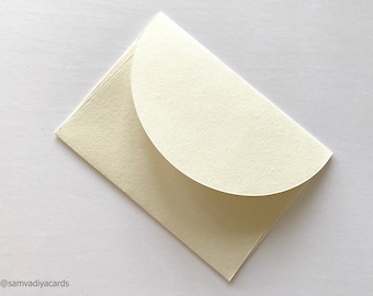 Premium Envelopes A7 Size round flap, Handmade cotton paper invitation envelopes, A7 size envelopes, butter cream - Cream