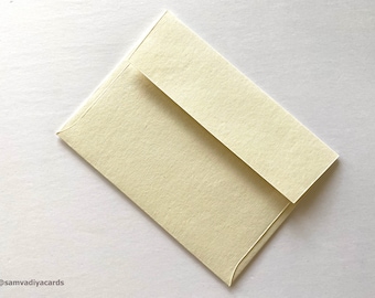 Premium Envelopes A7 Size, Handmade cotton paper invitation envelopes A7 size regular flap or square flap envelopes - Cream