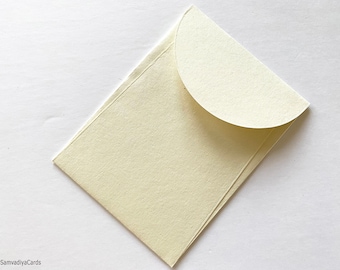 Premium Envelope: Specialty Envelope A7 Size, portrait round flap. Handmade envelope, made from natural cotton handmade paper, Cream, butter