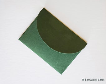 Premium Envelopes A7 Size round flap, Handmade cotton paper invitation envelopes, A7 size enevelopes, natural deep green, forest green