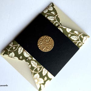 Flowers on a Vine in Moss: DIY Ensemble with Blank Invite, Wrap, and Band, unassembled die-cut set ready to calligraph or print