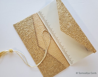 Tarjeta de felicitación de boda con carpeta para dinero, sobre para dinero, tarjetero, monedero, relieve dorado - Conjuntos