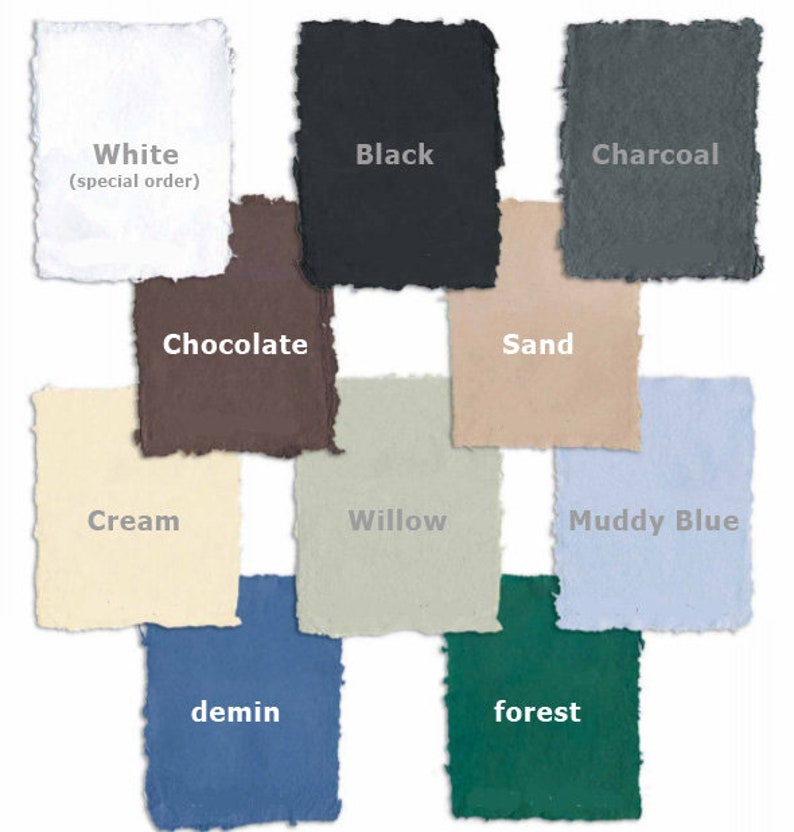 Puede incluir: Una colecci&oacute;n de 12 muestras de color, cada una con un nombre de color diferente escrito debajo. Los colores incluyen blanco, negro, carb&oacute;n, chocolate, arena, crema, sauce, azul fangoso, mezclilla y bosque.