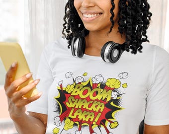 Camiseta gráfica Comic BOOM SHACKA LAKA / Camisa urbana de uso diario / Fabricada en Australia