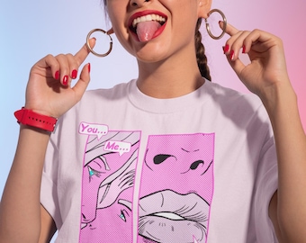 Camiseta Pop Art de besos / Camiseta unisex de algodón grueso / Fabricada en Australia