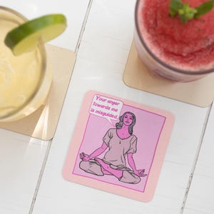 Colourful Yoga Coasters | Corkwood Square Drink Coaster Set | Made in Australia