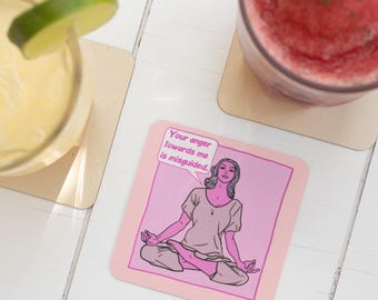 Posavasos de yoga coloridos / Juego de posavasos cuadrados de madera de corcho / Hecho en Australia