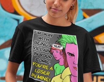 Comic Graphic Sketch Shirt | Villian or Loser | Hand Drawn T-Shirt | Made in America