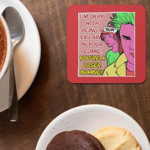 Colourful Villain Coasters | Corkwood Square Drink Coaster Set | Made in Australia
