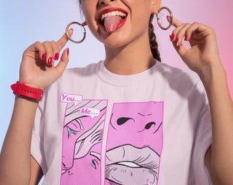 Kissing Pop Art Shirt | Unisex Heavy Cotton T-Shirt | Made in Australia