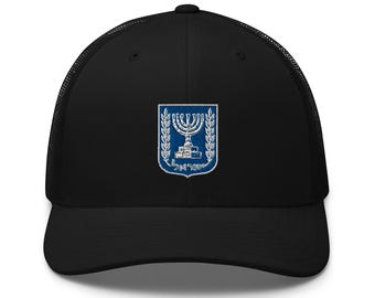 Emblem of Israel Trucker Cap – Mesh Back, Adjustable Snapback Hat