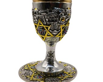 Silver-Plated Kiddush Cup with Star of David Design