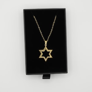 Elegant 18K Gold Plated Star of David Necklace – Jewish Symbol Pendant, Unisex Design