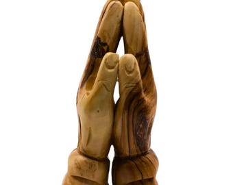 Handcrafted Olive Wood Praying Hands Sculpture