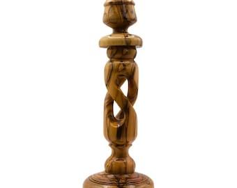 Handcrafted Olive Wood Hollow Twist Candle Holder