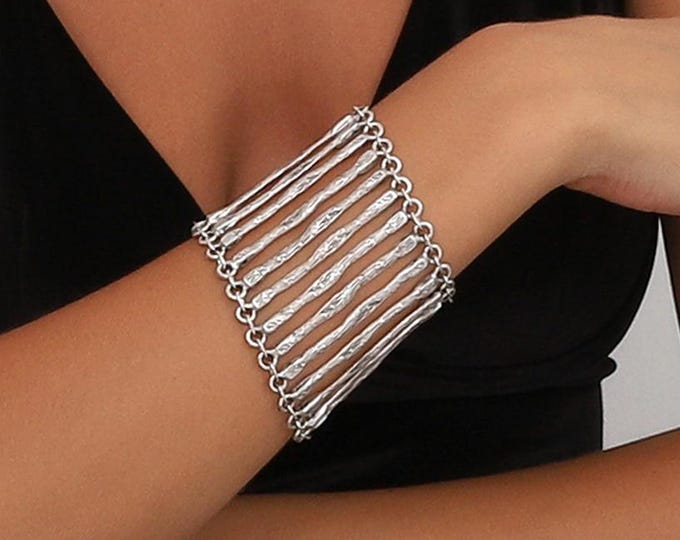 Featured listing image: Shimmer and Shine: Silver Plated bracelet with Boho Vibes - Adjustable Beach Accessory - Stylish Gift for Her