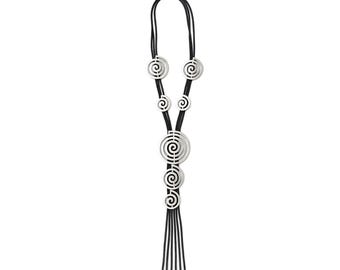 Spiral Circle Statement Necklace: Antique Silver Plated Bohemian Design