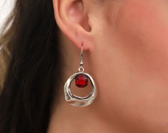 Women Silver Earrings , Dangle Drop Unique Earrings , Colorful Earrings , Fine Silver Plated Handmade Earrings , Gift For Her