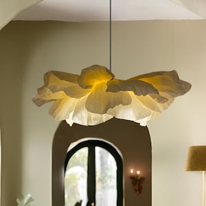 Lampadario a foglia fatto a mano ispirato alla natura, elegante lampadario con lampadina, moderno lampadario boho, decorazione da soffitto