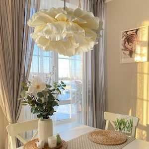 Handmade Crepe Paper Flower Chandelier: Boho Kitchen Pendant Light