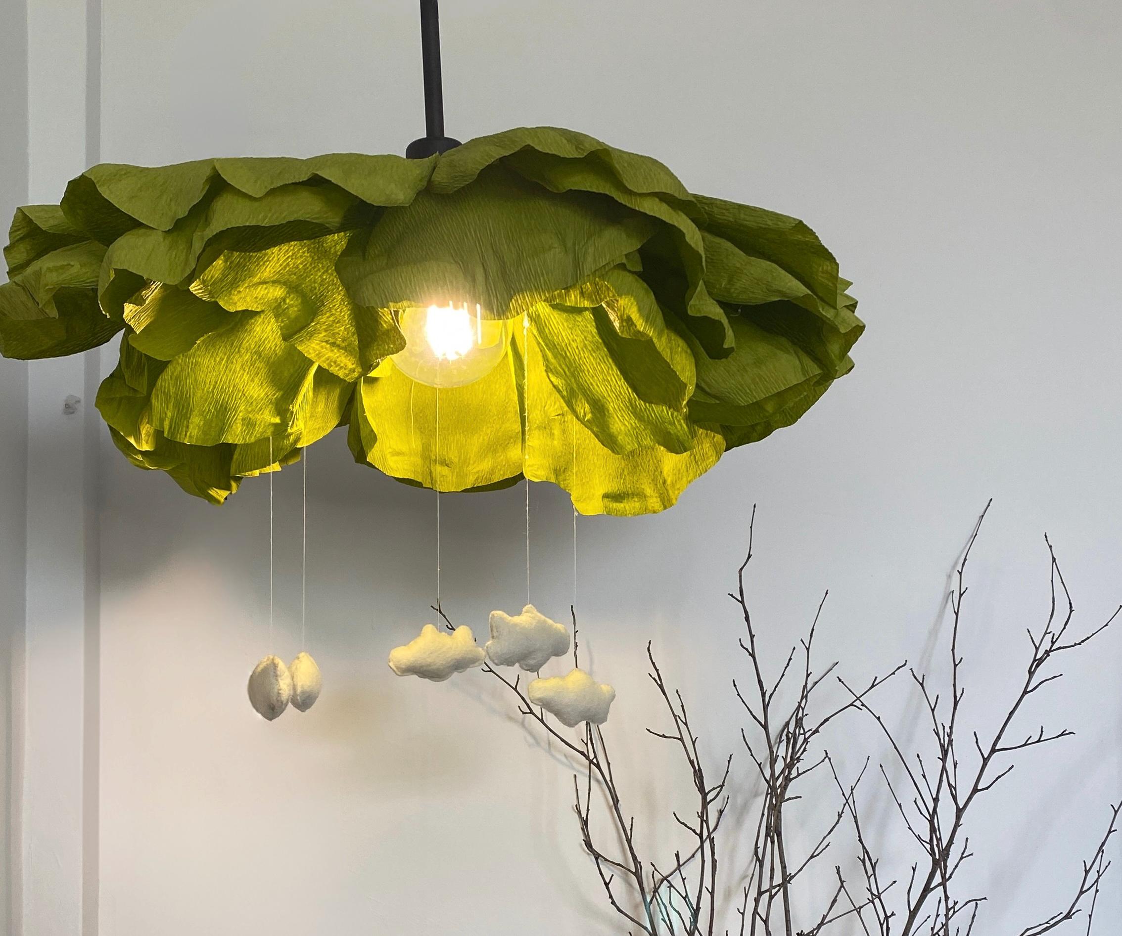 Paper Leaf Pendant Light: Handmade Whimsical Nursery Lighting