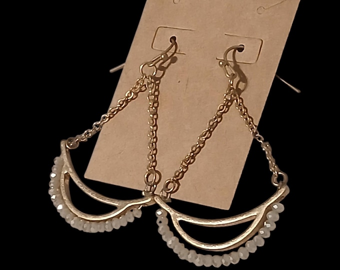 Agate Stone Swing Earrings -  Chain Suspender Design