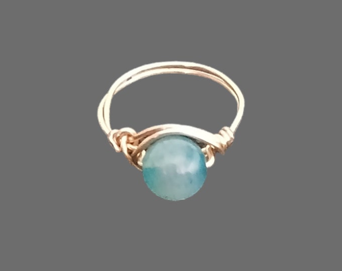 Gold plated Blue Agate ring.