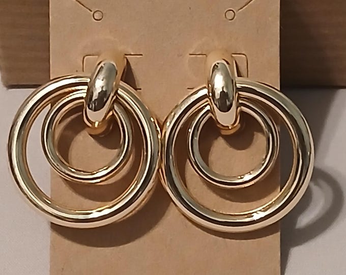 Gold Tone Knot Stud Earrings, Elegant Office Trend