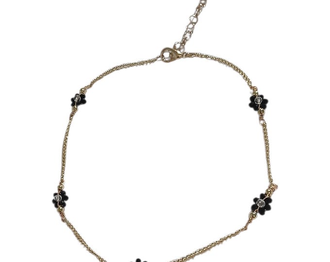 Beaded daisy flowers anklet
