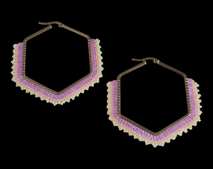 Miyuki hexagon hoops.