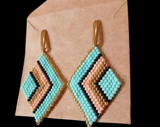 Miyuki diamond shape geometric design earrings