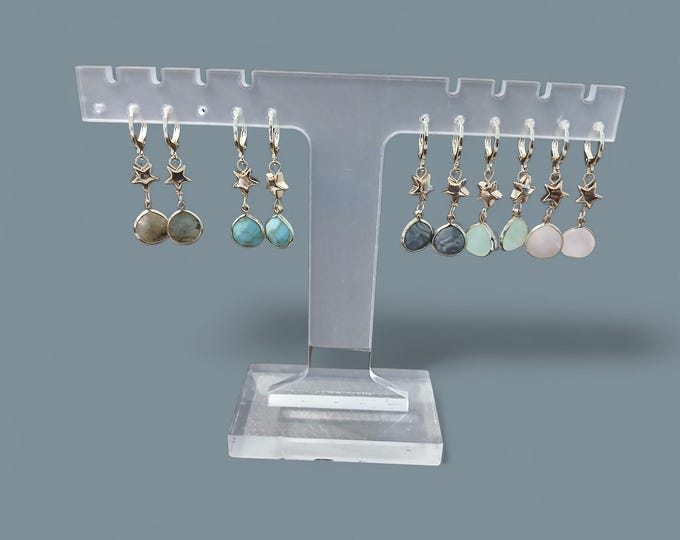 Gemstone star earrings