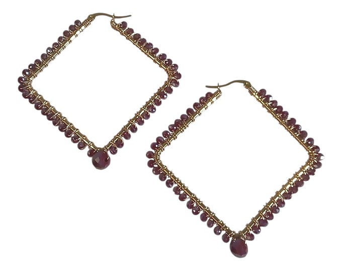 Red rondell Diamond shape hoop