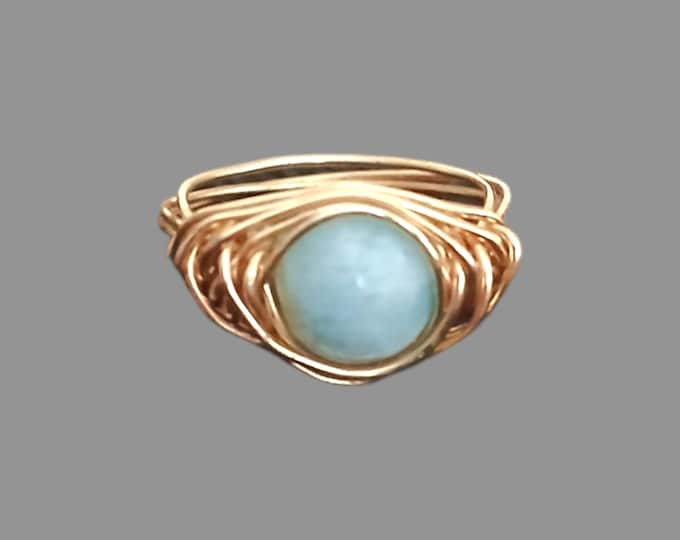Gold plated Larimar Ring.