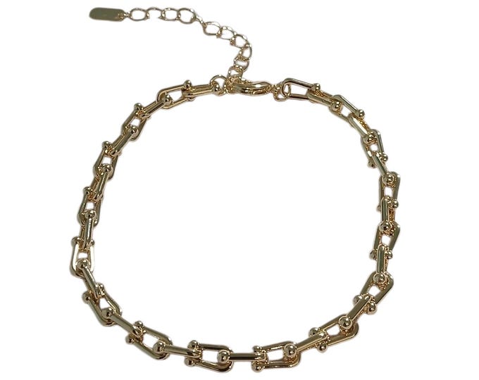 Gold Filled Ank Link Anklet, Polished Finish, Adjustable Length
