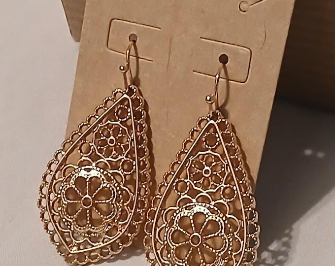 Vintage Indian Style Filigree Dangle Earrings