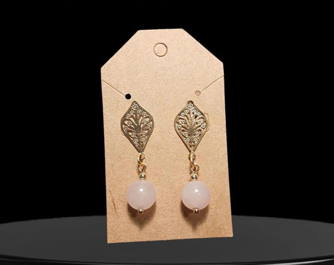 Rose Quatz leaf earrings