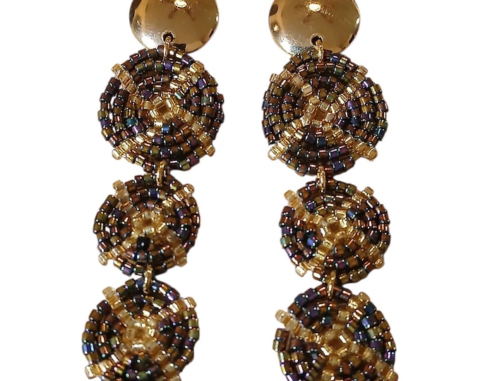 Miyuki spiral link earrings with gold filled post.