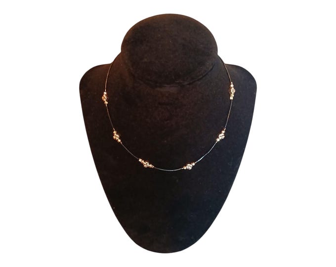 Black Leather Necklace: Gold Plated Accents, 1mm Cord