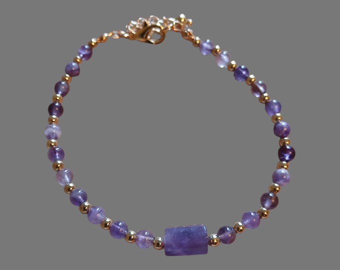 Amethyst Gemstone Bracelet, Gold Filled Findings